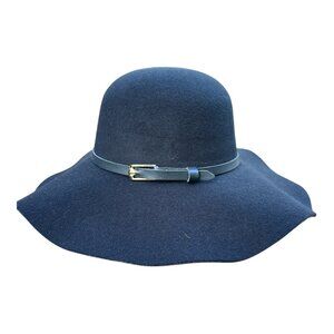 NEW Black Wool Felt Floppy Hat with Belted Detail